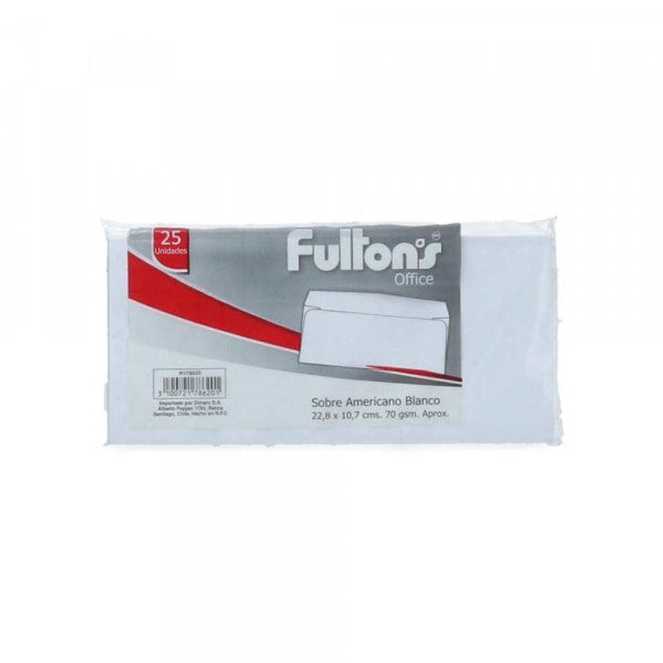 Sobre Americano Blanco 70Gr 25 Un Fultons 1