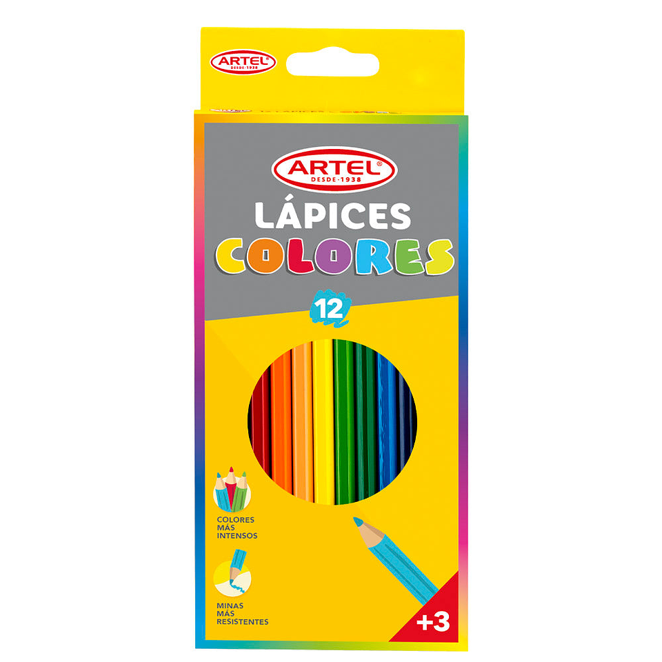 Lapices de Colores Largos 12 Colores Artel 1
