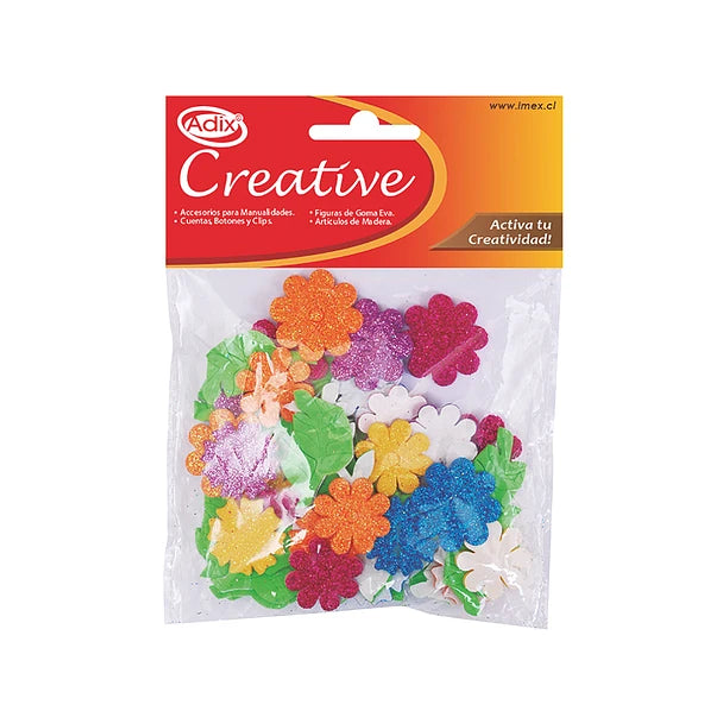 Flor Goma Eva Adhesiva Glitter 58pzs (034) CREATIVE 1