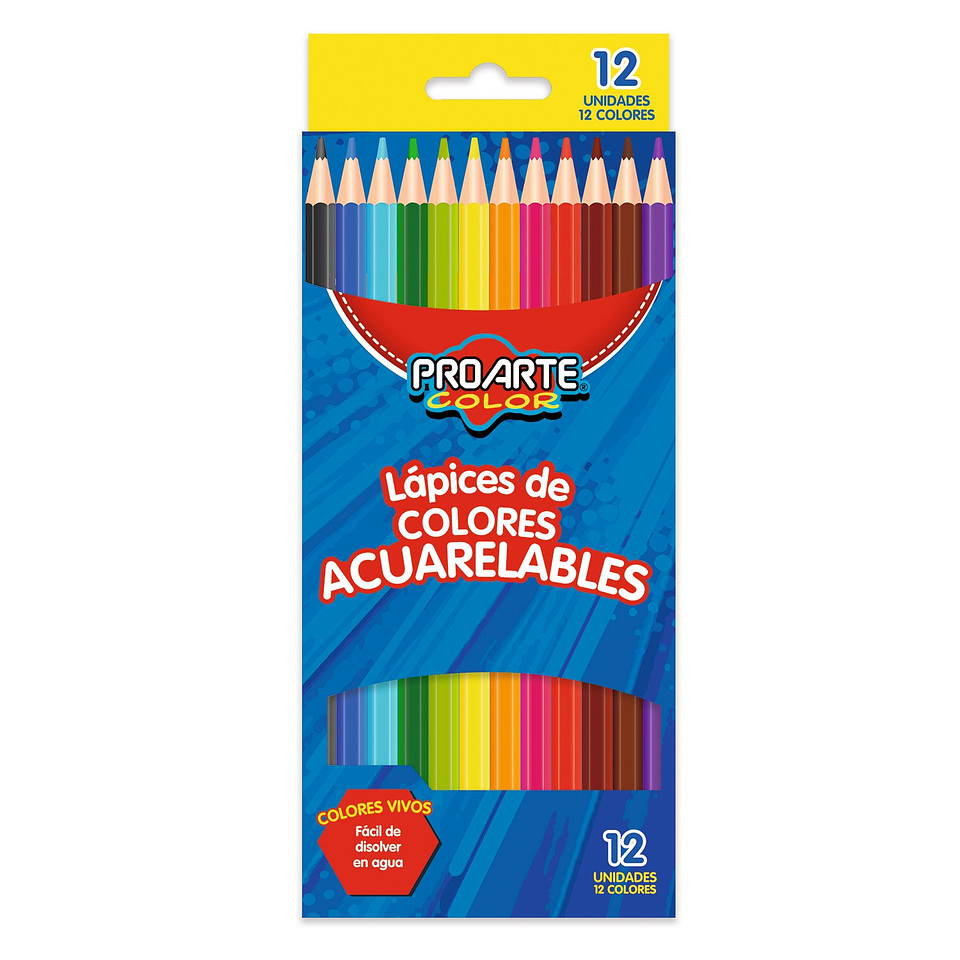 Lapices De Color Proarte 12 Largos Acuarelable 1