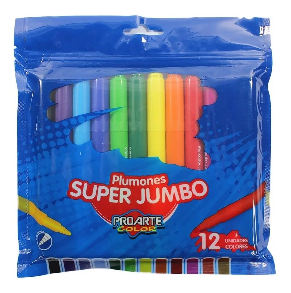 Marcadores o Lapices Scripto 12 Colores Super Jumbo Proarte 1