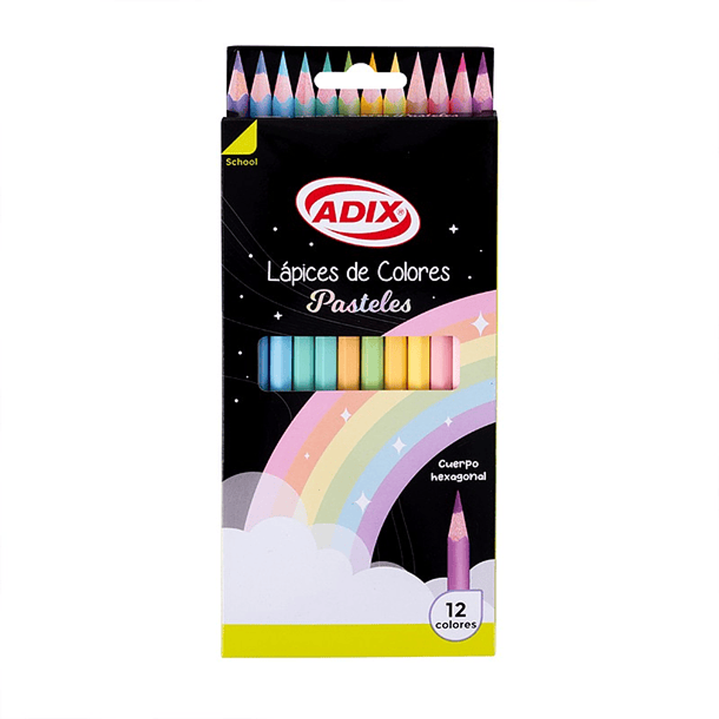 Lapiz Hexagonal 12 Colores Pastel 039 Adix 1