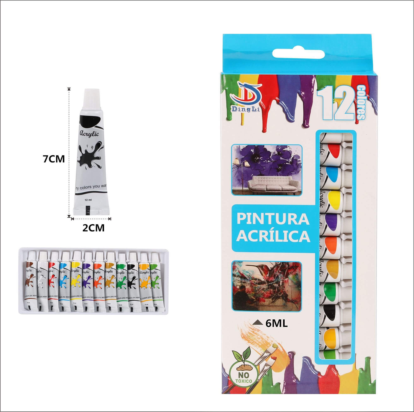 Pintura Acrilica 6Ml 12Uni Dingli 1
