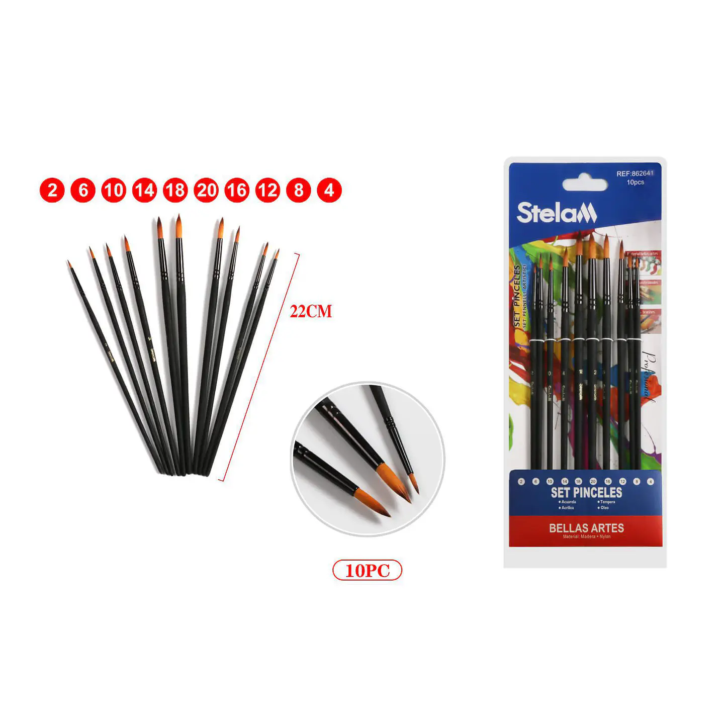 Set 10 Pinceles Diferentes Tamanos Stelam 1