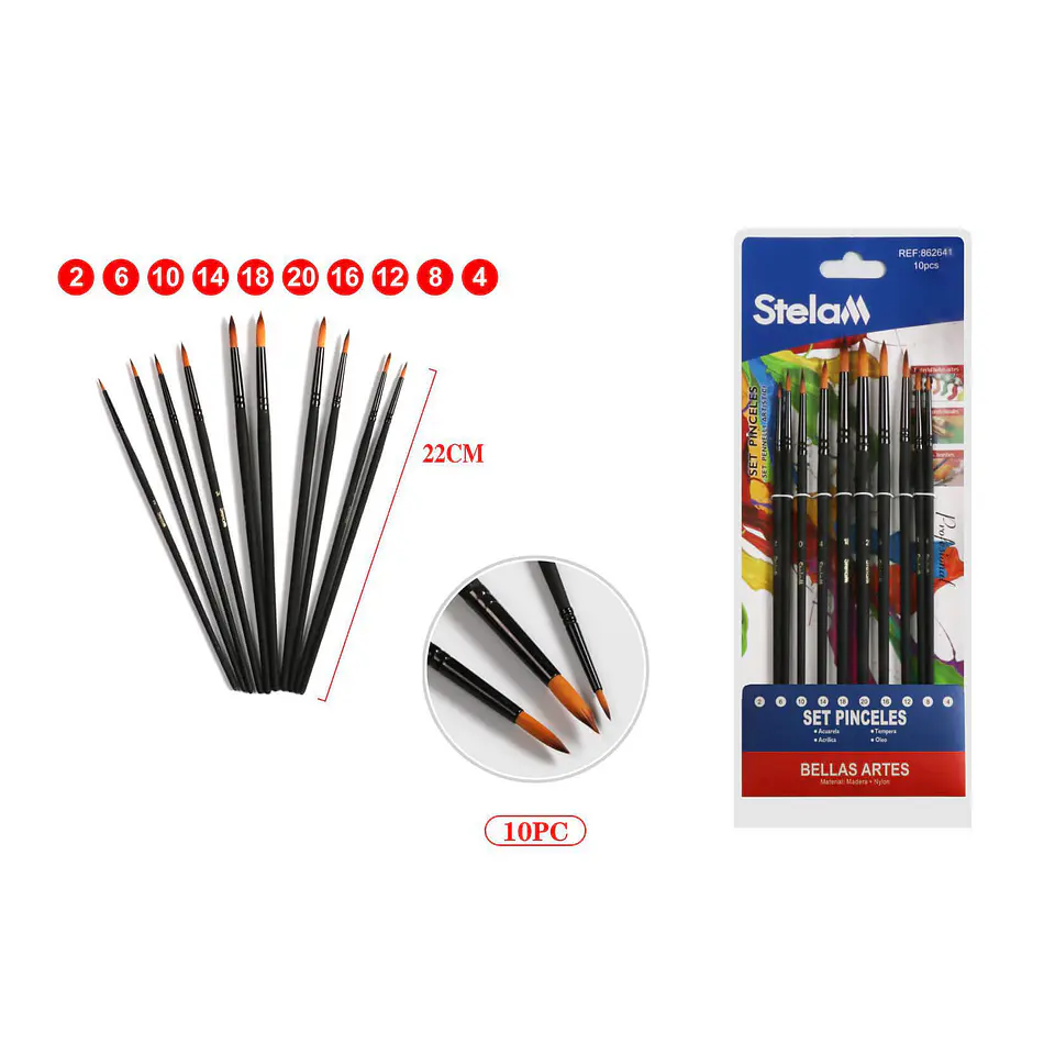 Set 10 Pinceles Diferentes Tamanos Stelam 1