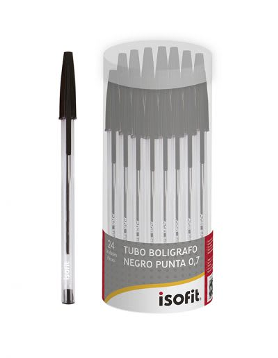 Tubo Boligrafo Lapiz Pasta Isofit 24 Un Negro 0,7 1