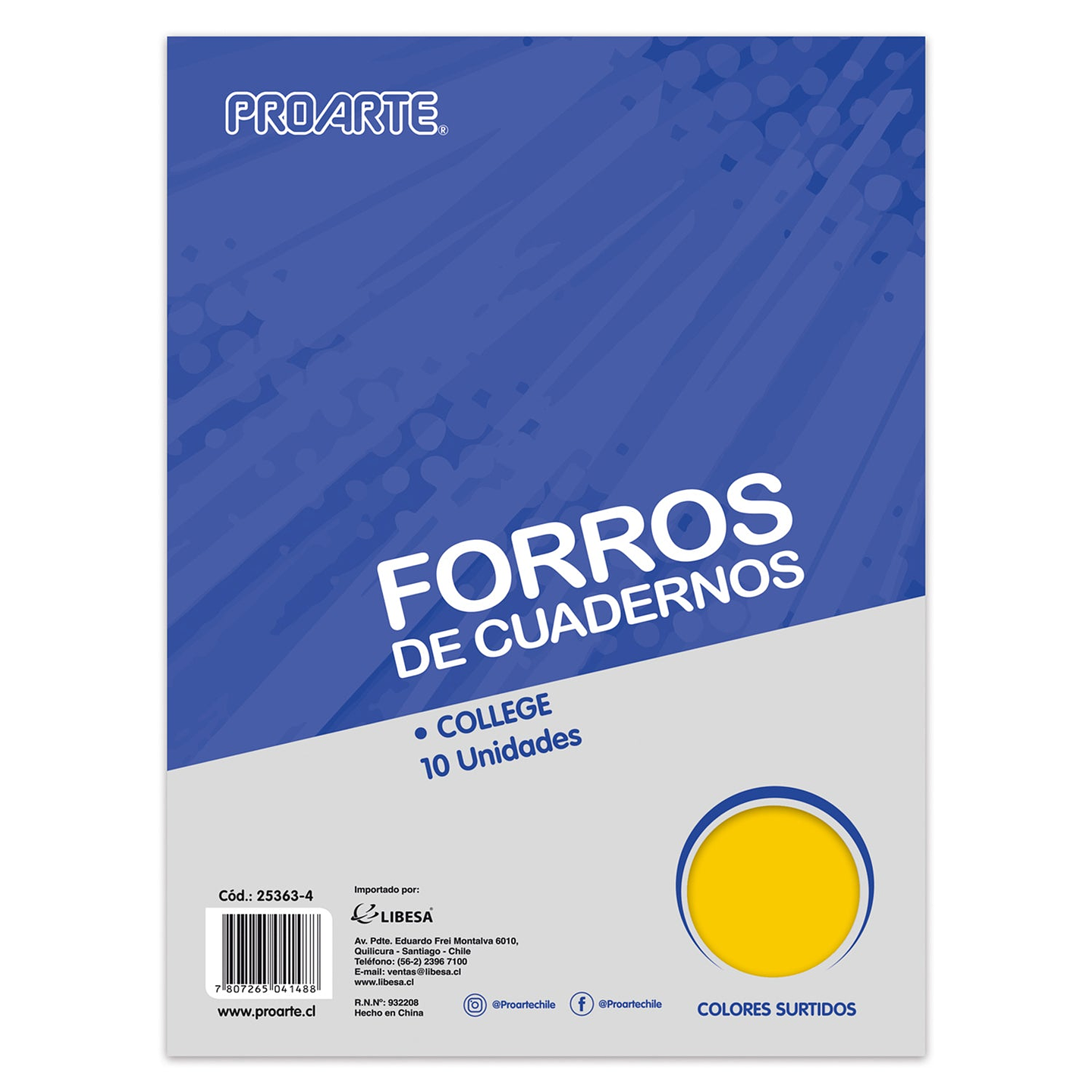 Bolsa Forro Cuaderno College Colores Surtidos 10uni Proarte 1