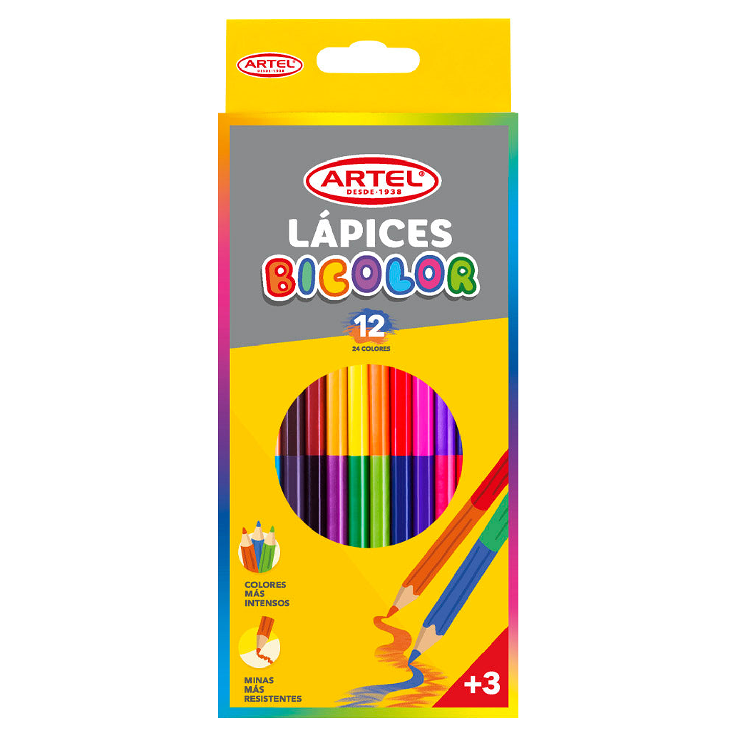Lapices de Colores Bicolor 12uni (24 colores) Artel 1