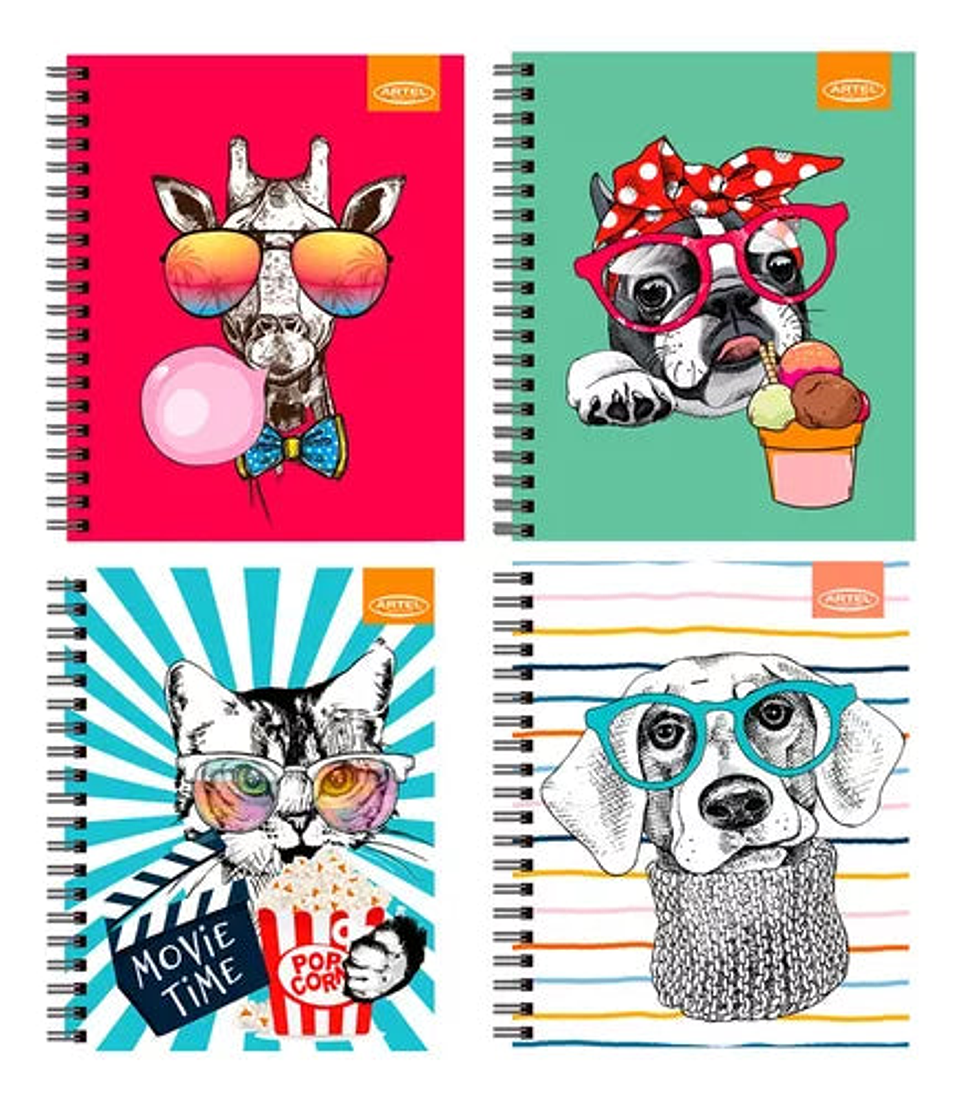 Cuaderno Universitario 100hjs 7mm Animales Divertidos Artel 1