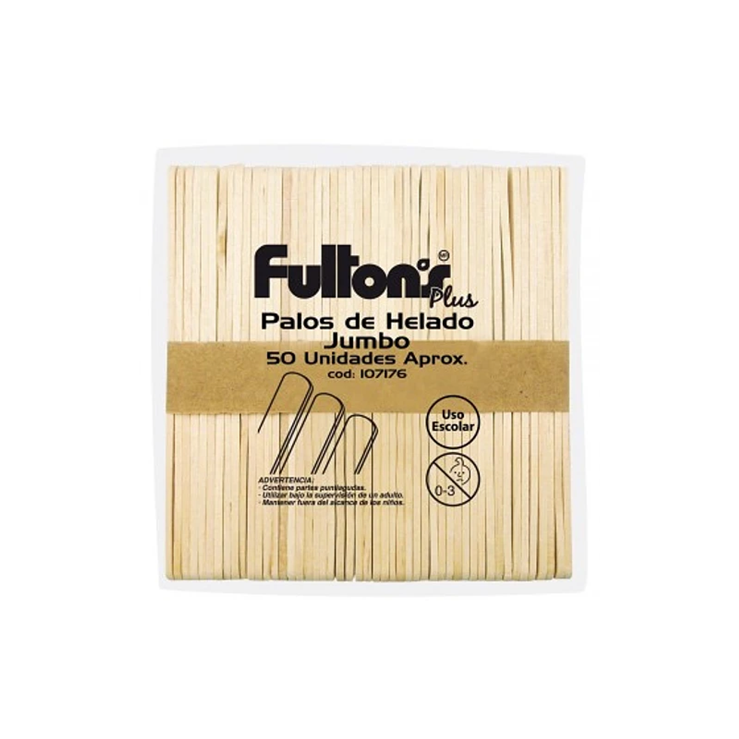 Palos De Helado Jumbo Color Natural 50 Uni Fultons 1