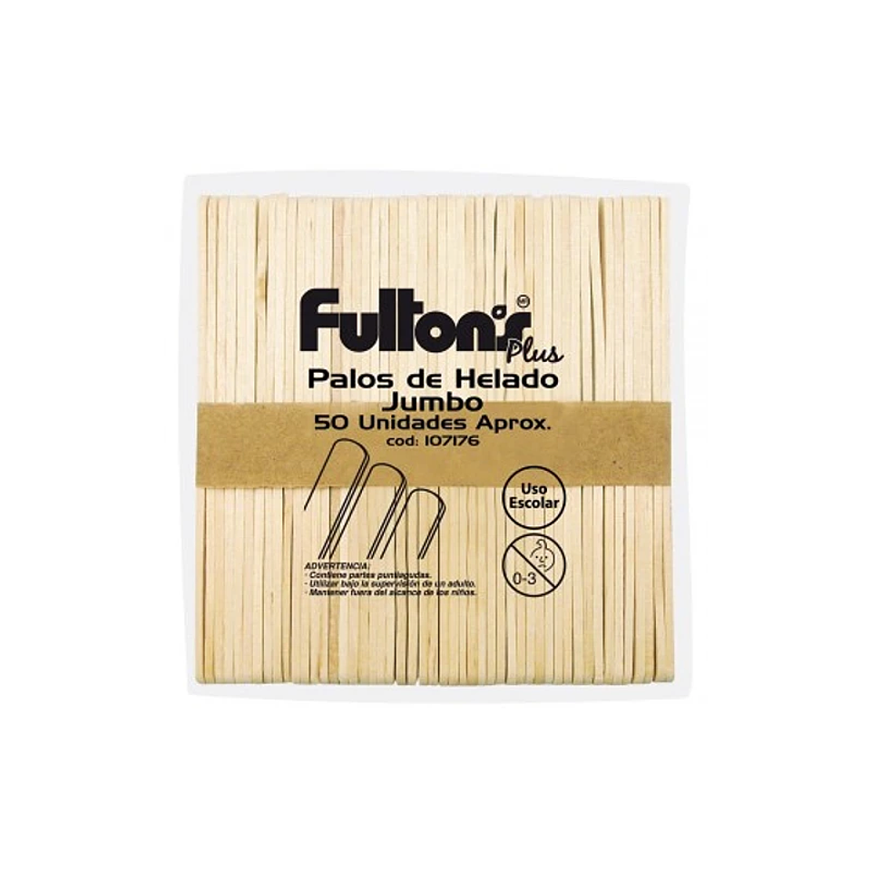 Palos De Helado Jumbo Color Natural 50 Uni Fultons 1