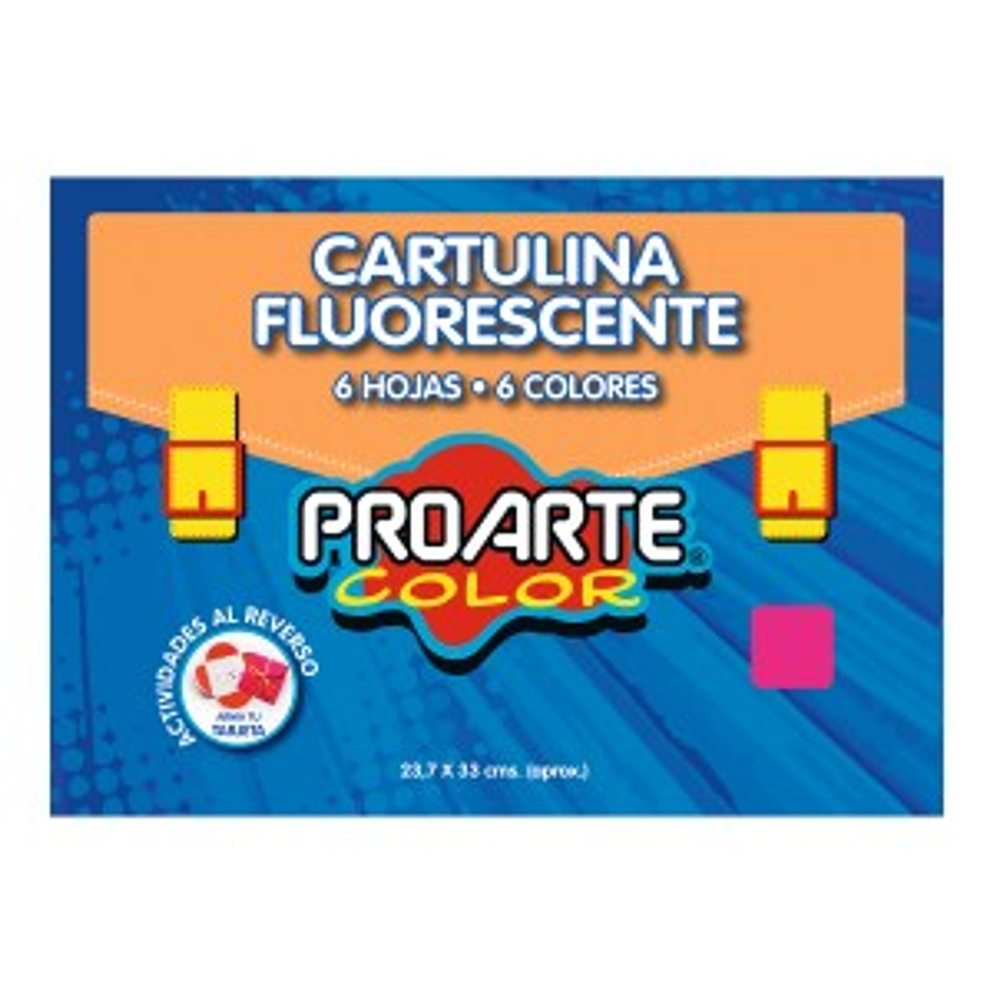Estuche Sobre Bolsón Cartulina Fluorescente 6 Colores 6 hojas 23,7x33 Proarte 1