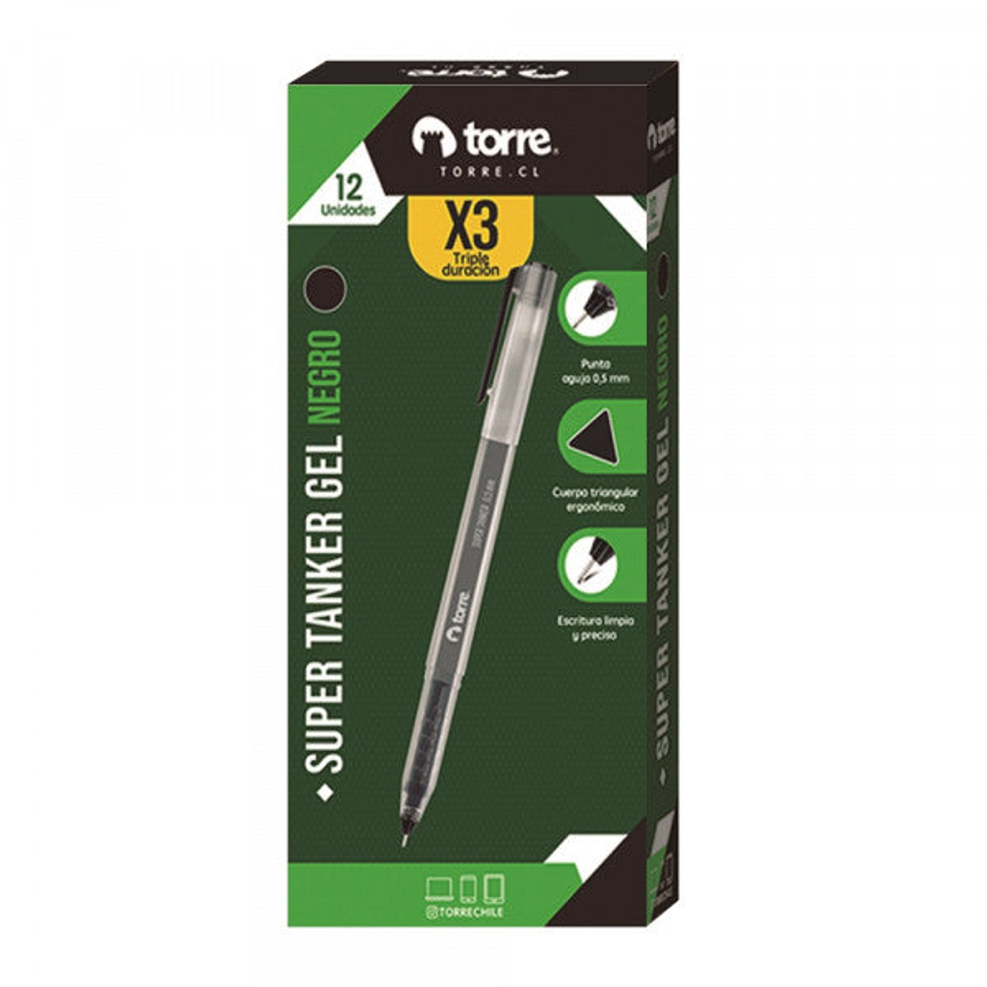 Lapiz Gel Super Tanker 0.5Mm Negro Torre 1