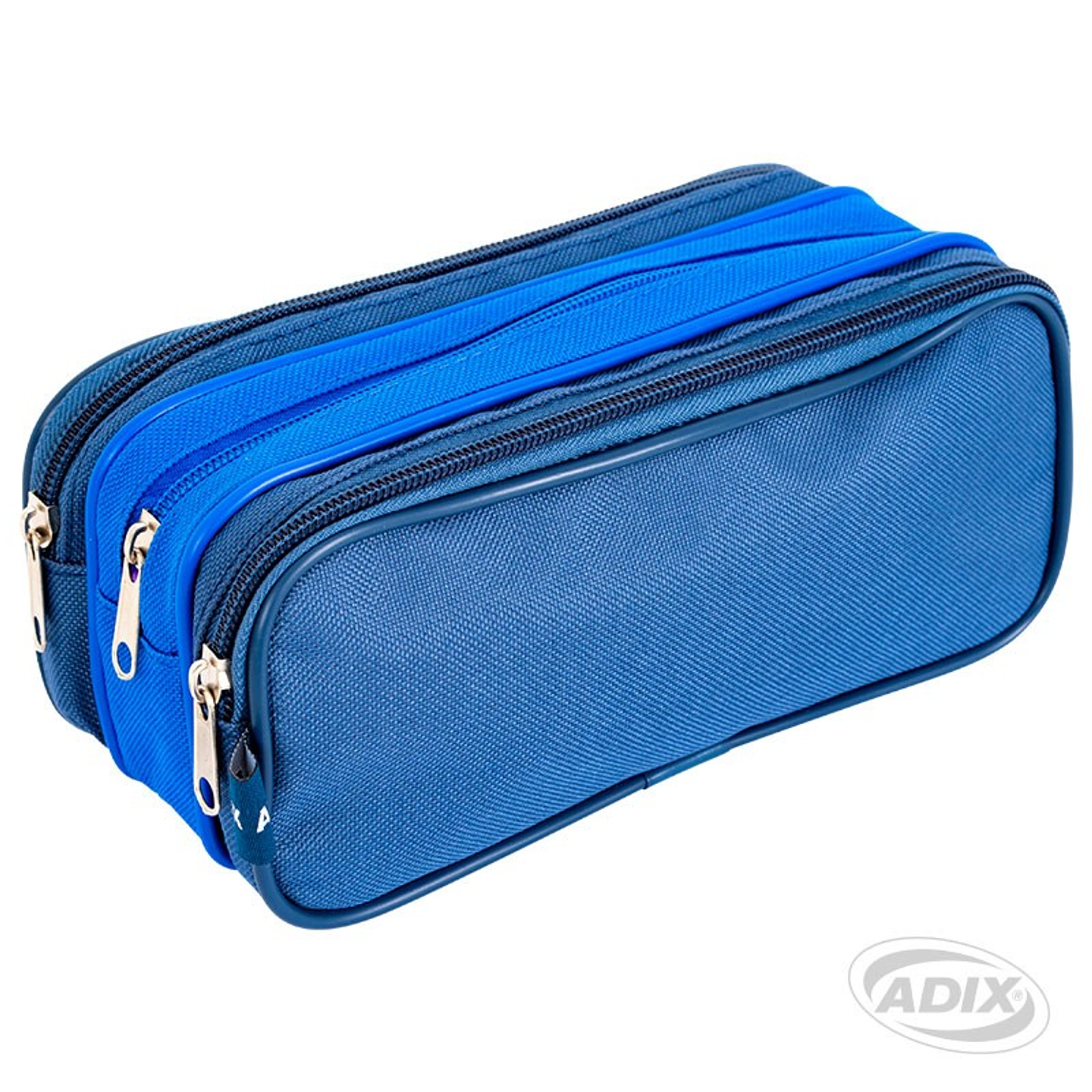 Estuche Escolar Triple Cierre Color Azul Adix 1