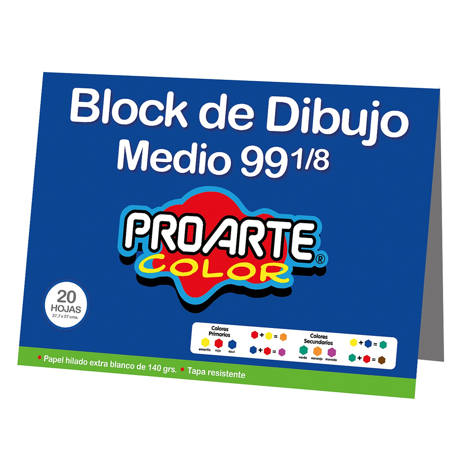 Block Medio Mediano 99 1/8 Doble Faz 20 hojas 37,7X27 Proarte 1