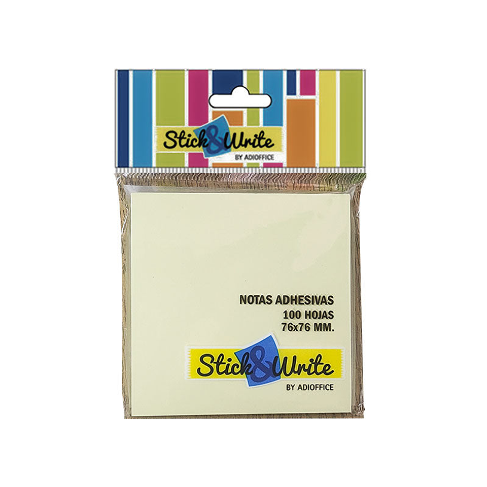 Notas Adhesivas 76X76Mm (100Hj) Amarillo Pastel Stickwrite 1