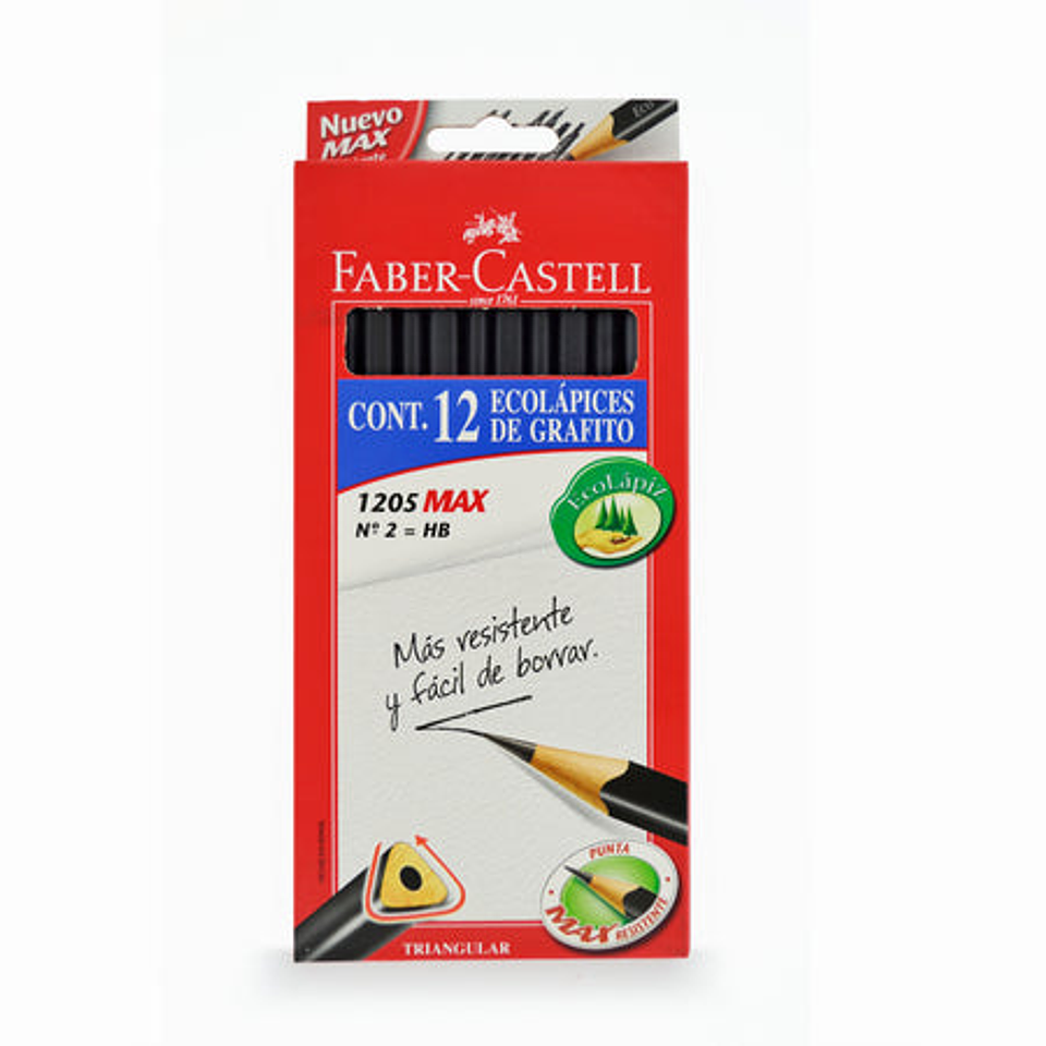 Caja de Lapices Grafito Triangular 12 Unidades Ecolapiz Faber Castell 1