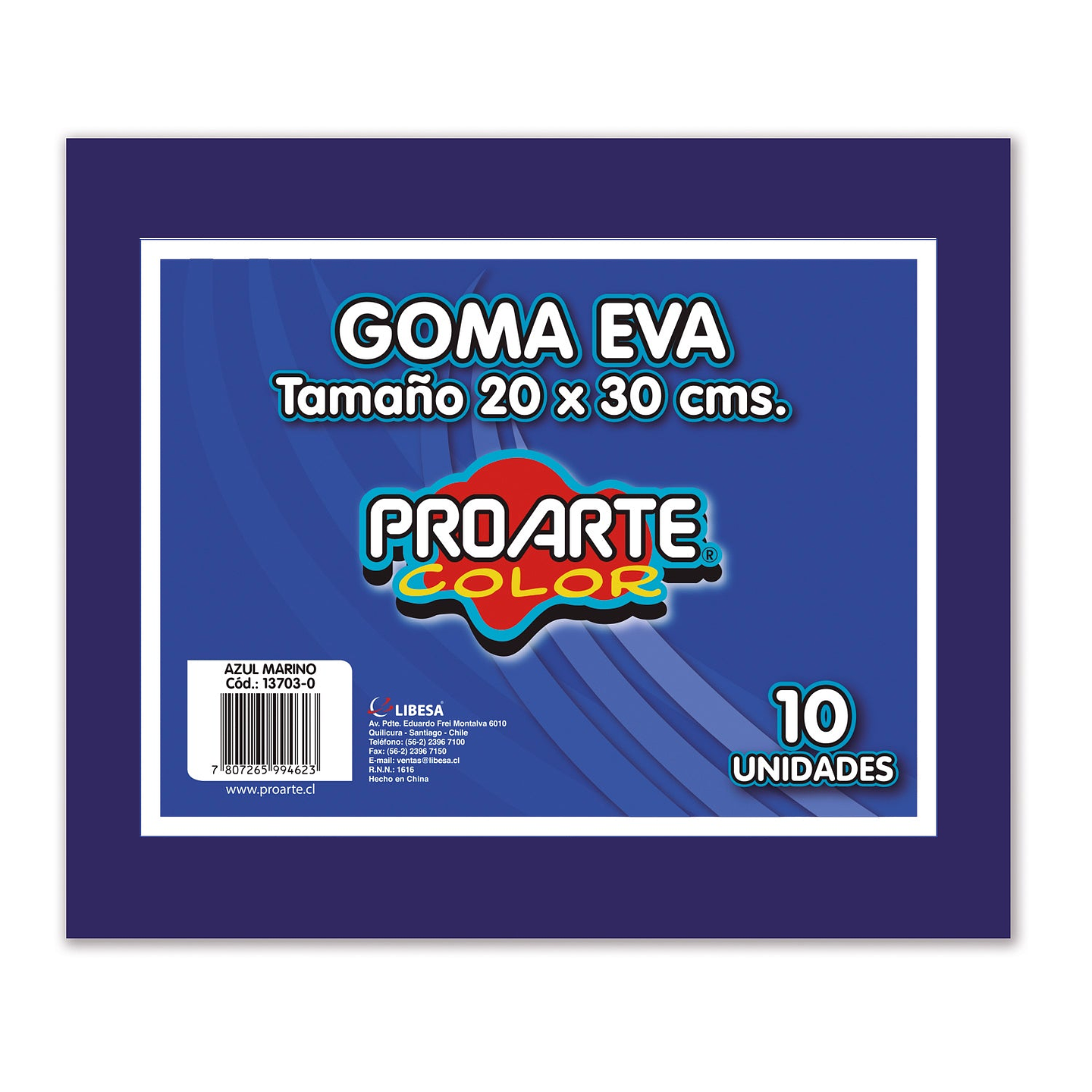 Goma Eva 20X30Cm Azul Bo.10 Pliegos Proarte 1