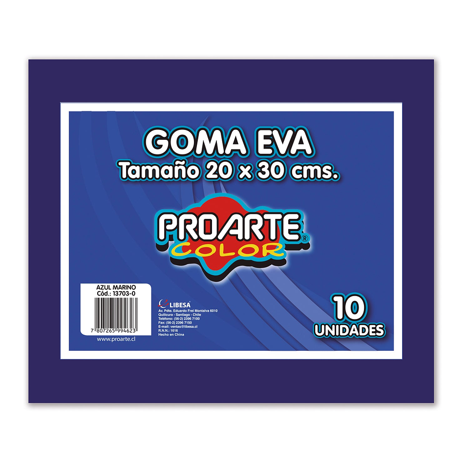 Goma Eva 20X30Cm Azul Bo.10 Pliegos Proarte 1