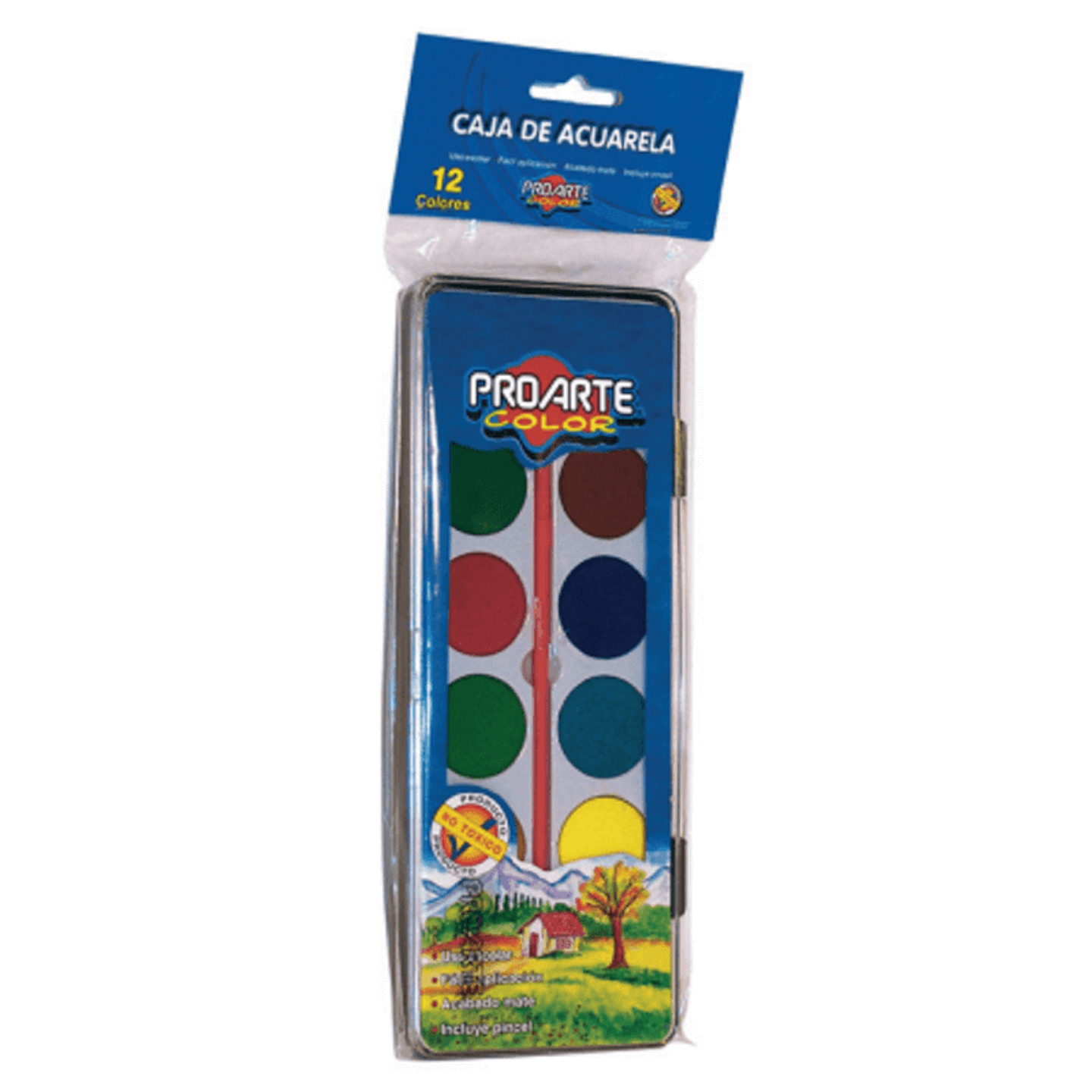 Acuarela con Pincel 12 Colores Proarte 1