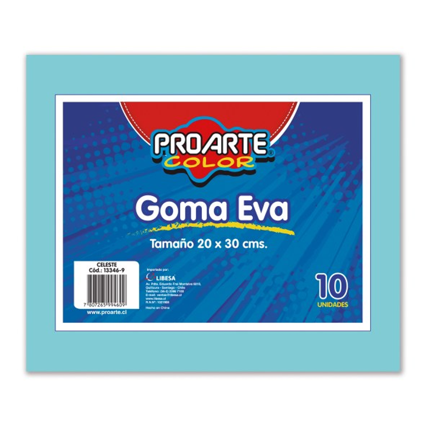 Goma Eva 20X30Cm Celeste Bo.10 Pliegos Proarte 1
