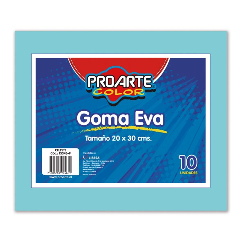 Goma Eva 20X30Cm Celeste Bo.10 Pliegos Proarte 1