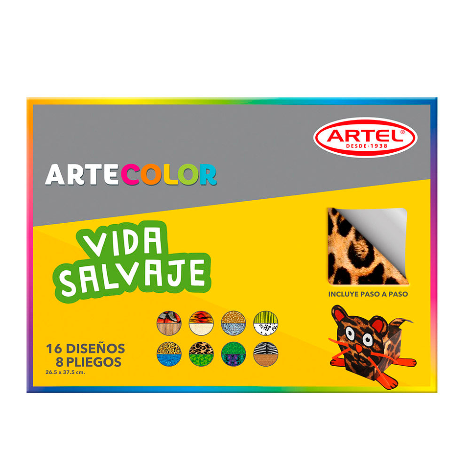 Estuche Sobre Bolsón Vida Salvaje 8hojas 16 diseños Artecolor Artel 1