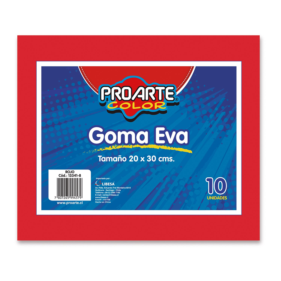 Goma Eva 20X30Cm Rojo Bo.10 Pliegos Proarte 1