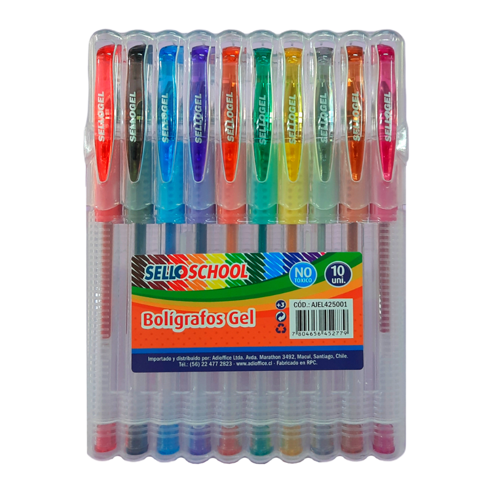 Set Boligrafos Sellogel 10 Unidades Colores Brillantes 1