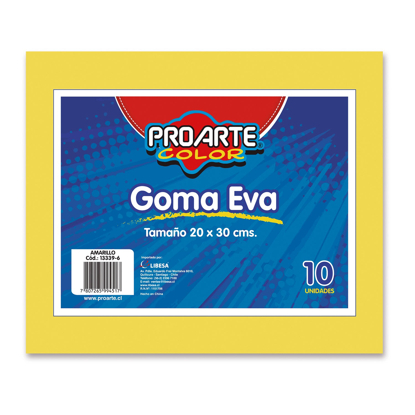 Goma Eva 20X30Cm Amarillo Bo.10 Pliego Proarte 1