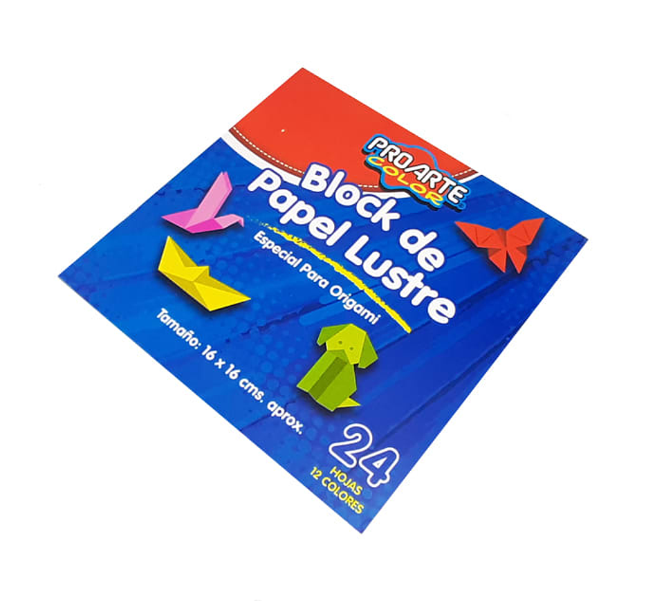 Block Papel Lustre 16X16 24 Hojas 12 Colores Proarte 1