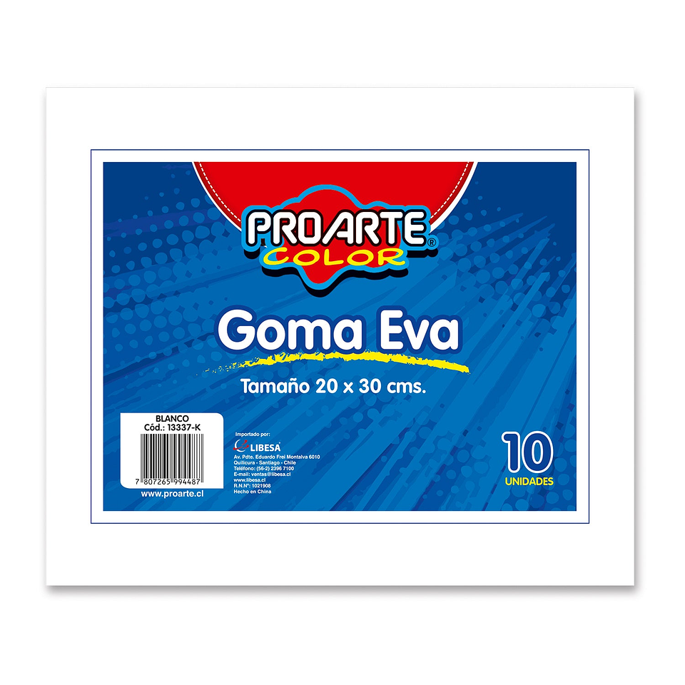 Goma Eva 20X30Cm Blanco Bol.10 Pliegos Proarte 1