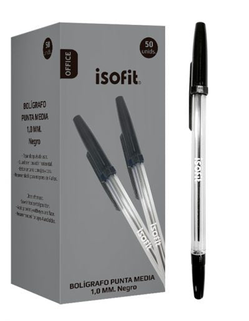 Boligrafo Isofit 1,0Mm Punta Media Negro  1