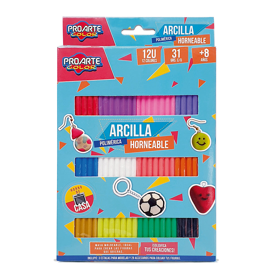 Arcilla Proarte Horneable 12 Colores C/Accesorios 1