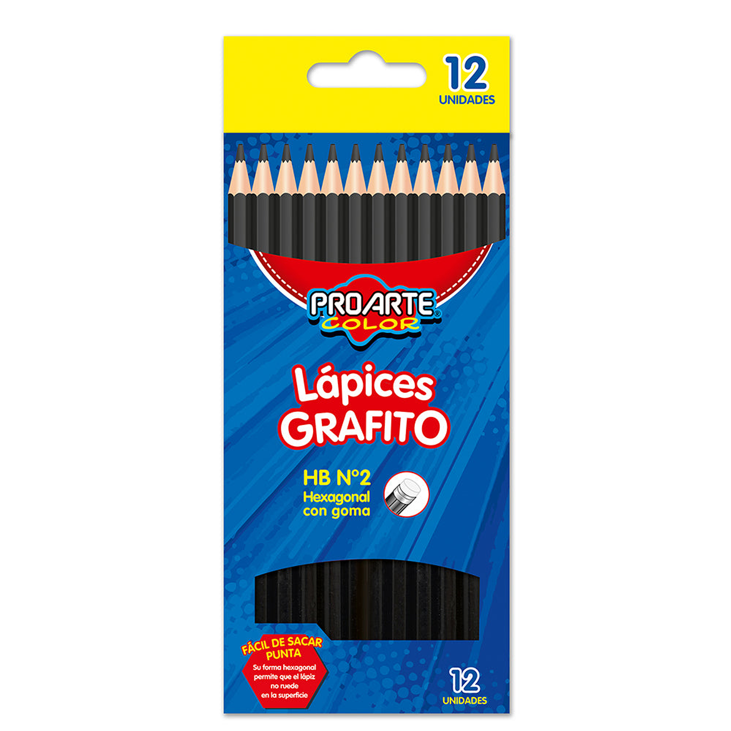 Lapices Grafito Hexagonal N2 HB con Goma 12uni Proarte 1