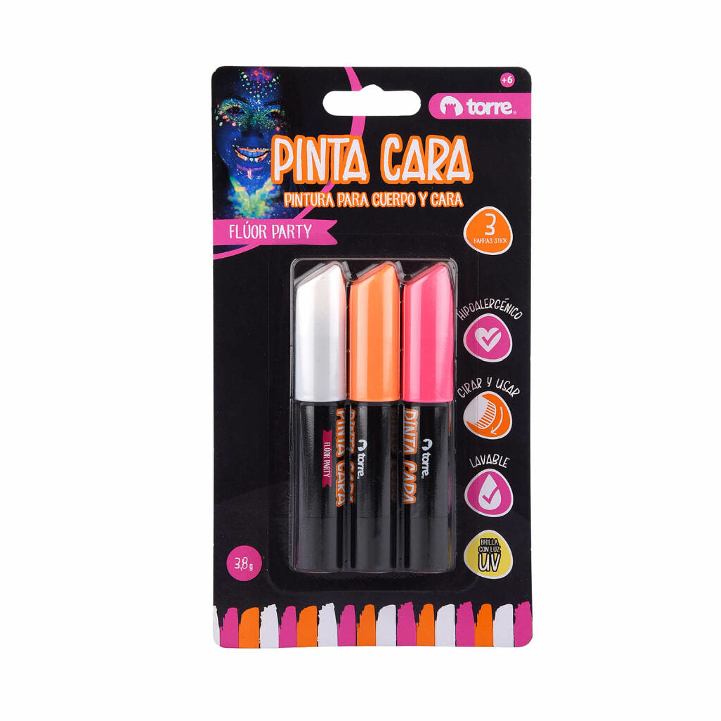 Pinta-Caras Party Fluor 3 Col Torre 1