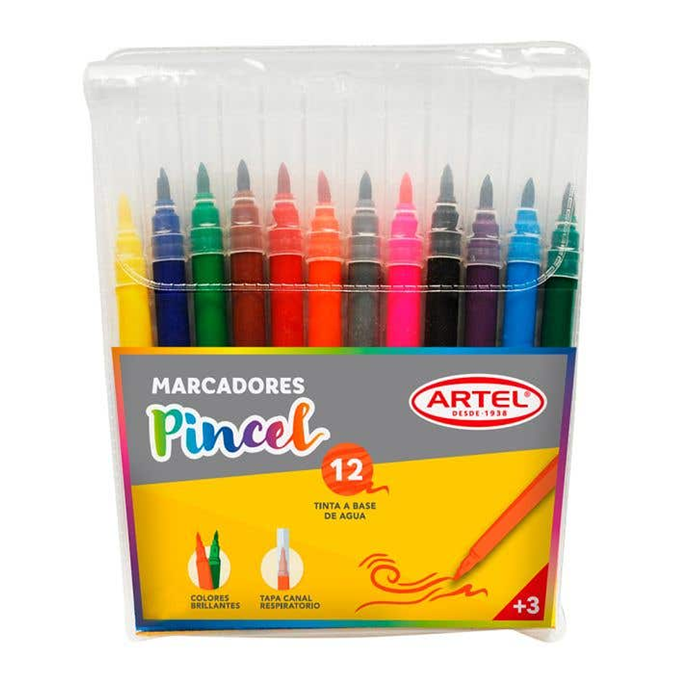 Marcadores Punta Pincel 12 Colores Artel 1