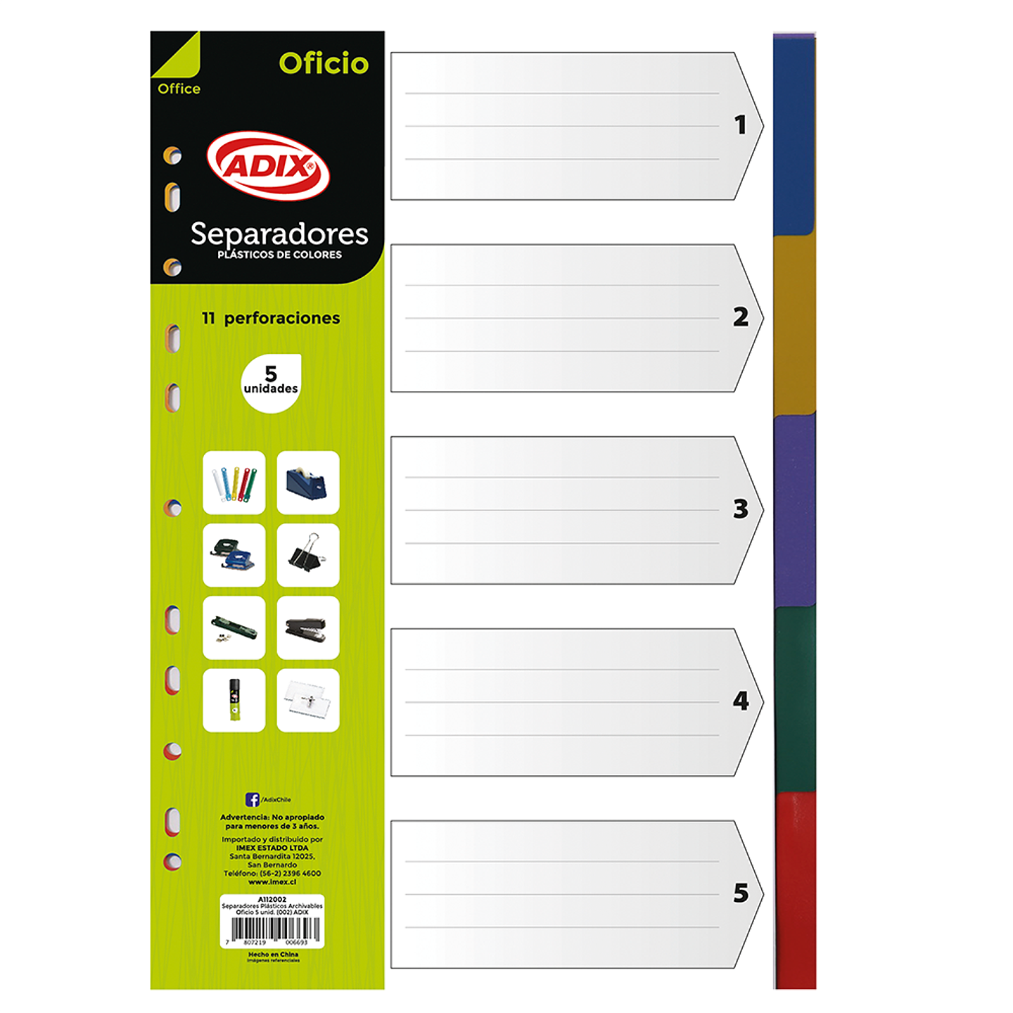 Separador Plástico Oficio 5U (002) Adix 1