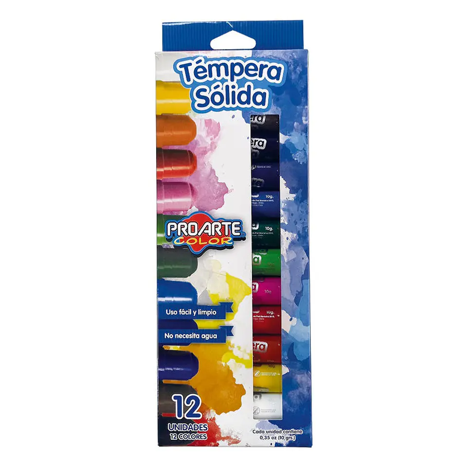 Témpera Proarte Sólida 12 Colores 1