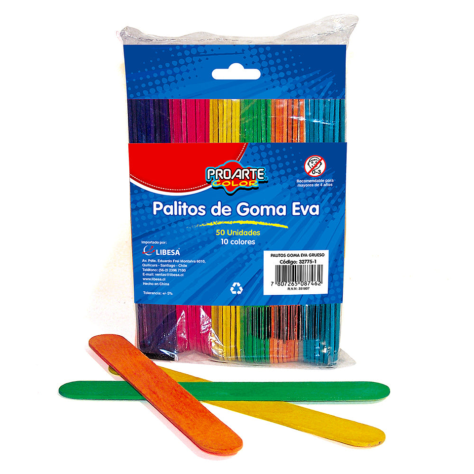 Palos de Helado Goma Eva Grueso (2 x 11,5cm) Proarte 1