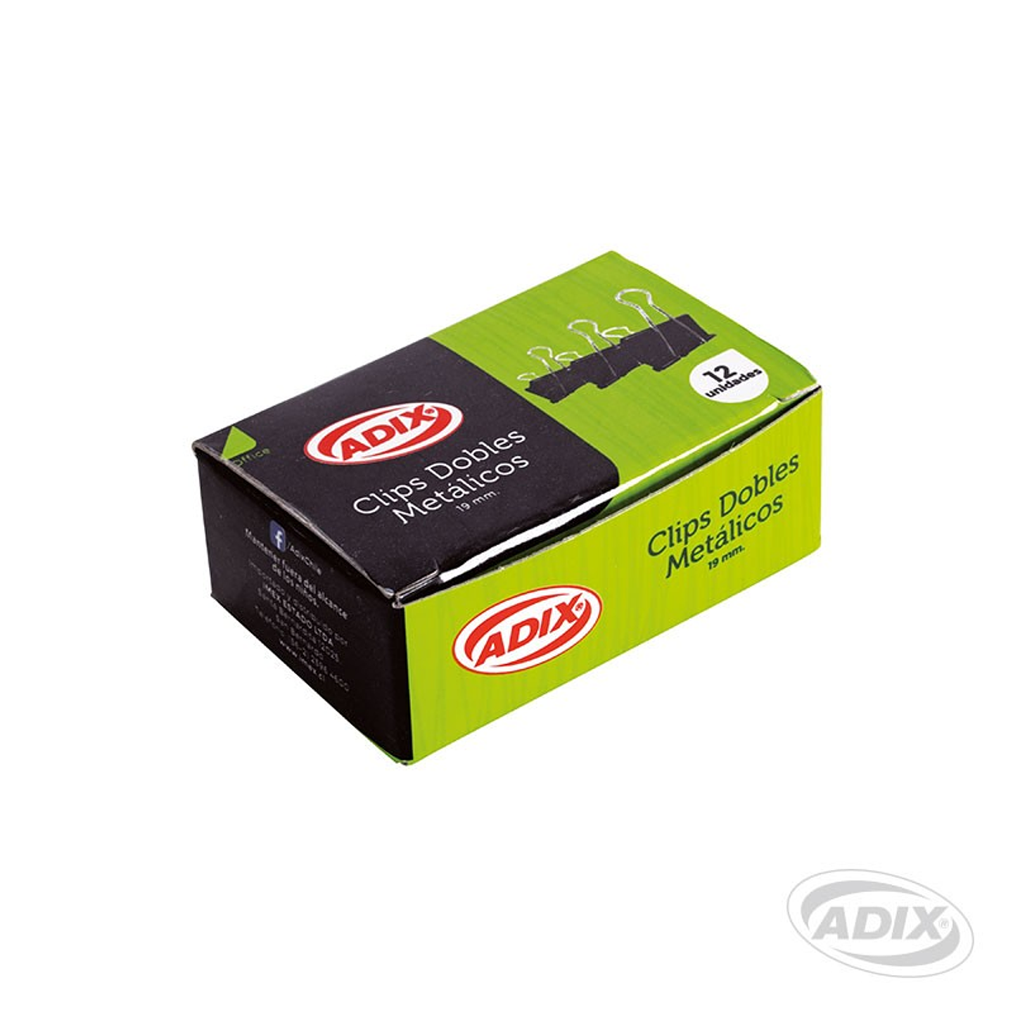 Clip Doble 19Mm 12U Negro (017) Adix 1