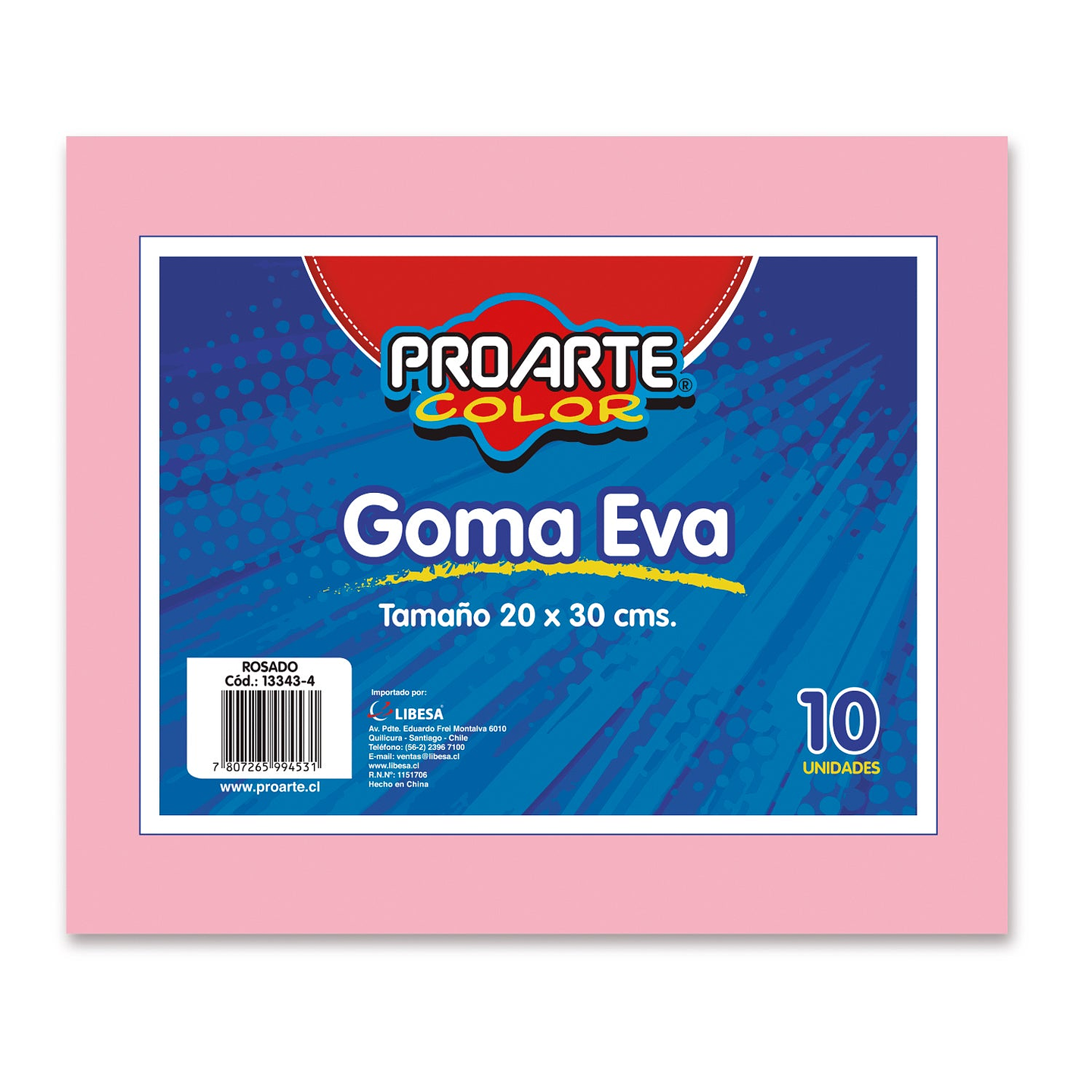 Goma Eva 20x30cm Rosado 10uni Proarte 1