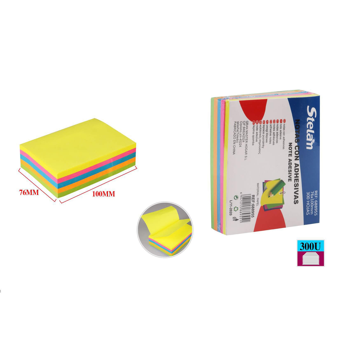 Notas Adhesivas 76X100Cm 300Hjs Multicolor Stelam 1