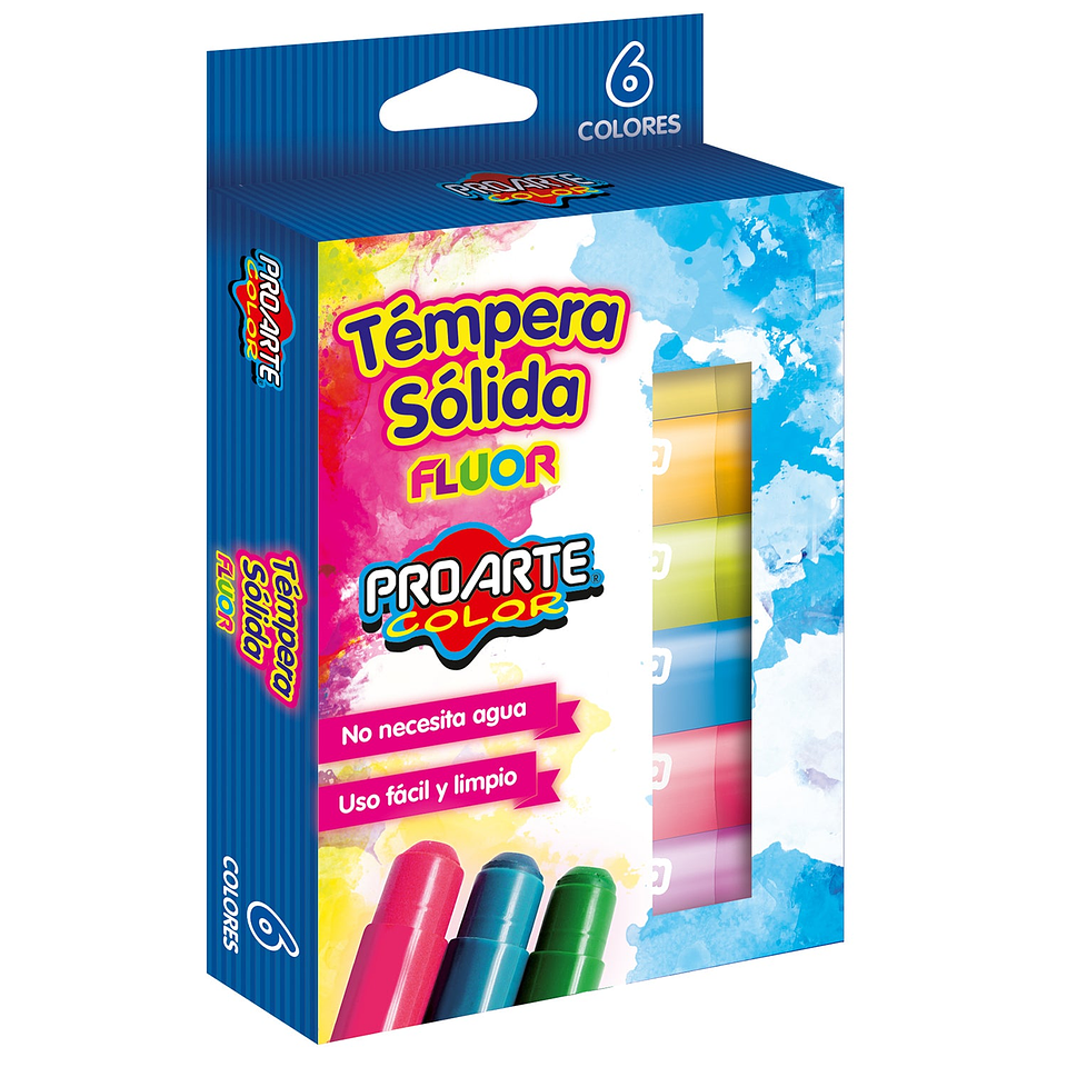 Tempera Proarte Solida  6 Colores Neon 1