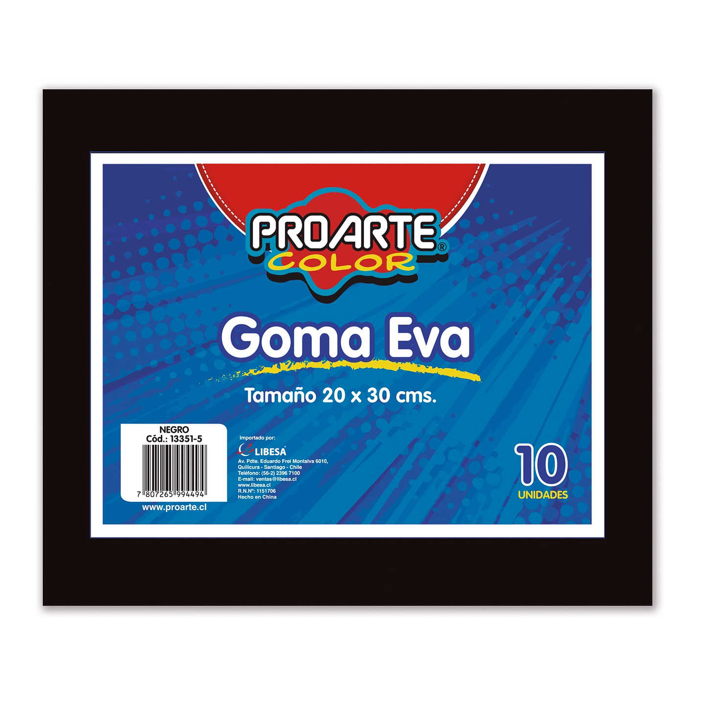 Goma Eva 20x30cm Negro 10uni Proarte 1