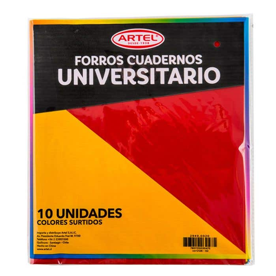 Forros Cuadernos Universitario Colores Surtidos 10 Unidades Artel 1