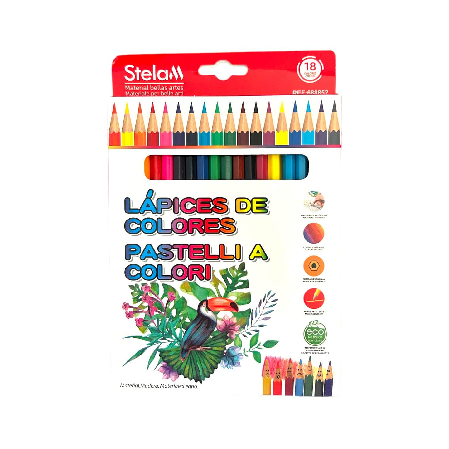 Lapices 18 Colores Largos Hexagonales Stelam 1