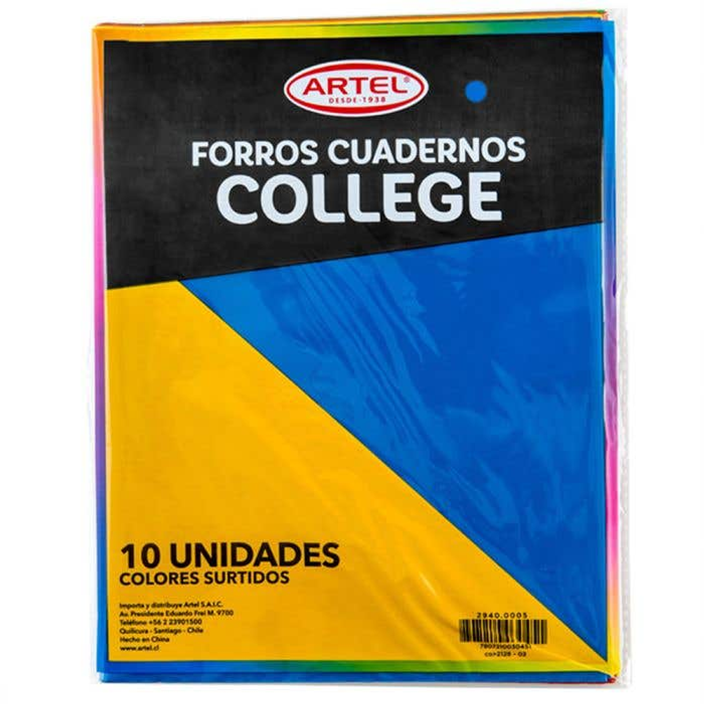 Forro Cuaderno College Colores 10 Unidades Artel 1