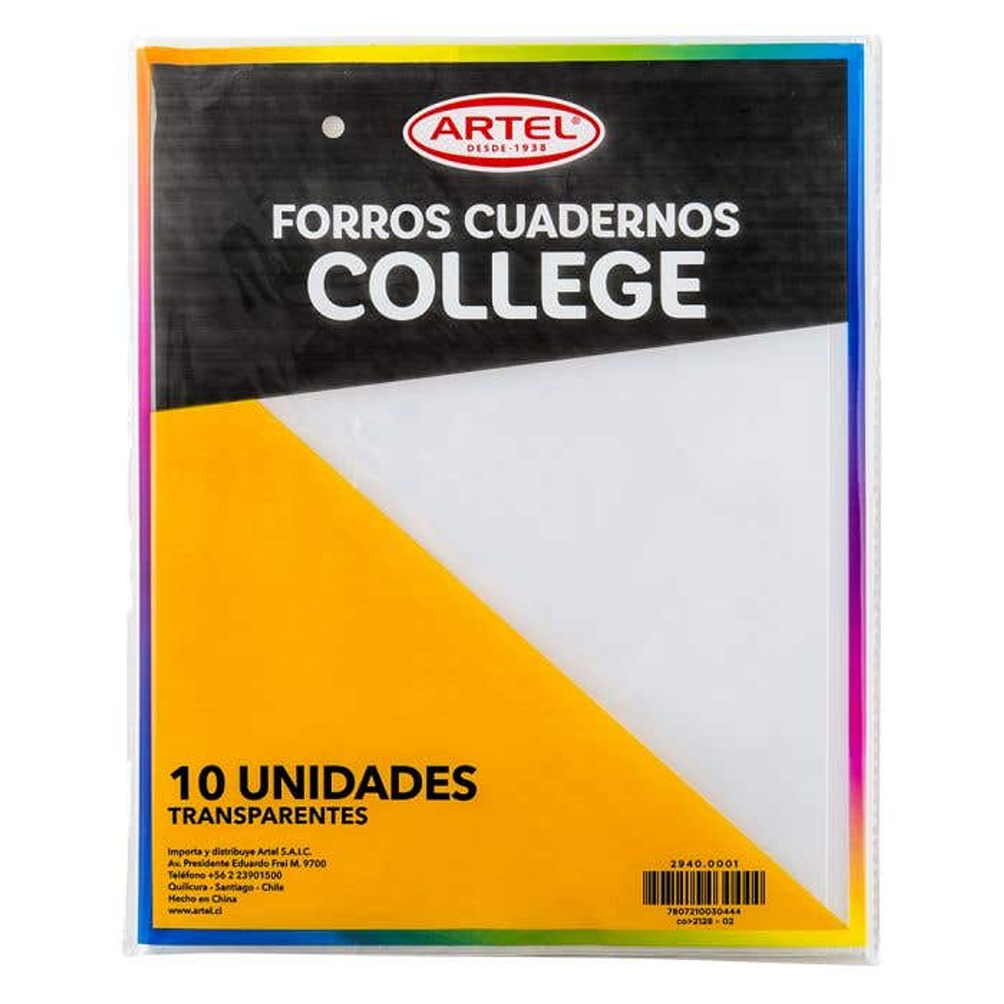 Forro Cuaderno College Transparente 10 Unidades Artel 1