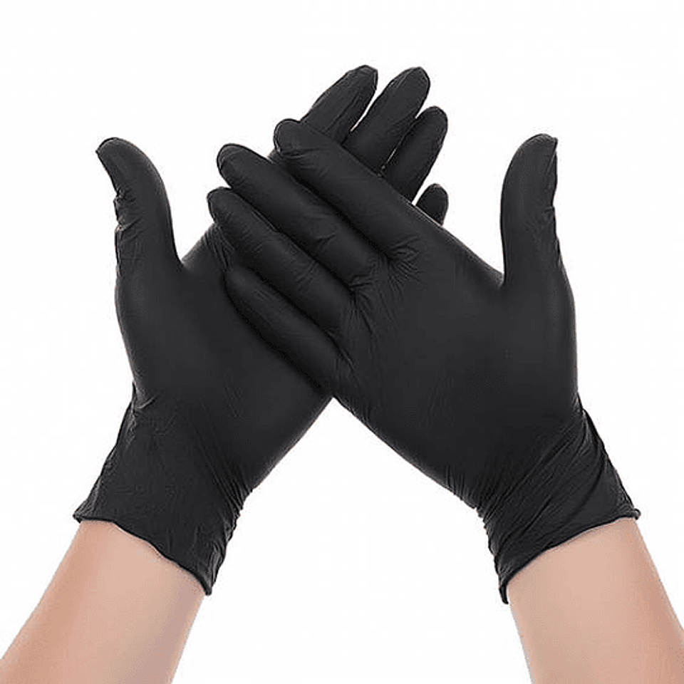Caja 100 Guantes Desechables De Nitrilo S/Polvo Neg Talla L 1